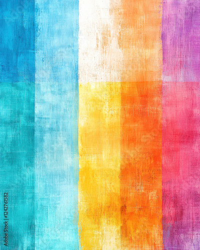 Vibrant abstract art with colorful stripes in blue, yellow, and pink hues