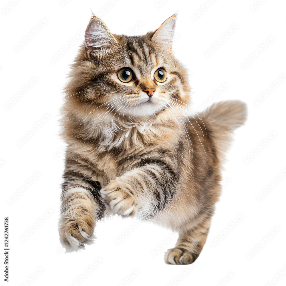 Playful Tabby Cat Running on transparent background in Professional Studio Setting Playful Tabby Cat Running on transparent background in Professional Studio Setting
