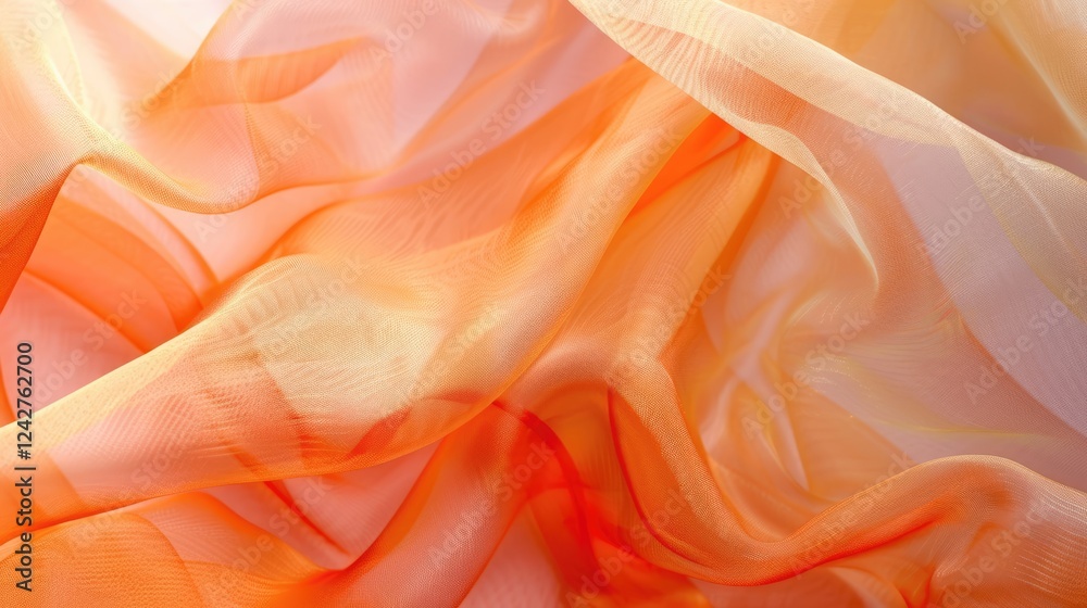 Obraz premium Soft, flowing abstract background of orange fabric, delicate texture, artistic fabric concept.
