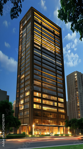 Wallpaper Mural Night City Tower 3D Illustration Torontodigital.ca