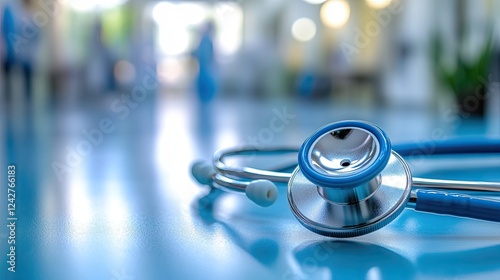 A blurred blue medical background makes for the perfect stock photo for healthcare, pharmaceutical, or medical designs
