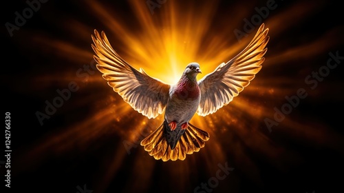 New Testament Symbolism: Winged Dove with Copy Space, Representing the Holy Spirit