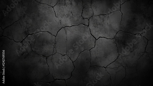 Dramatic Cracked Concrete Wall Texture: A Striking Dark Gray Background for Modern Design