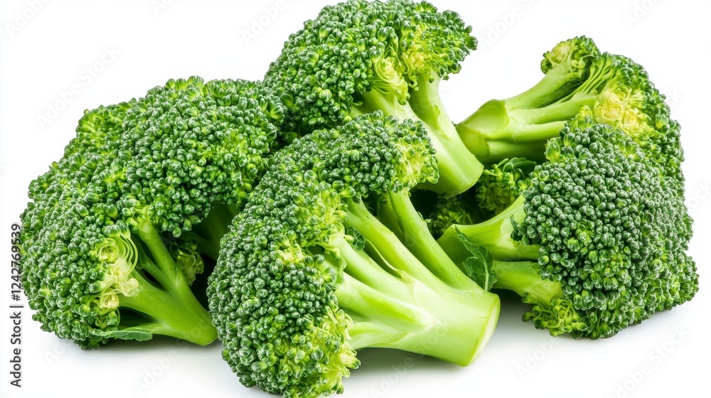 Fresh Green Broccoli Bunch on White Background for Healthy Eating Fresh Green Broccoli Bunch on White Background for Healthy Eating