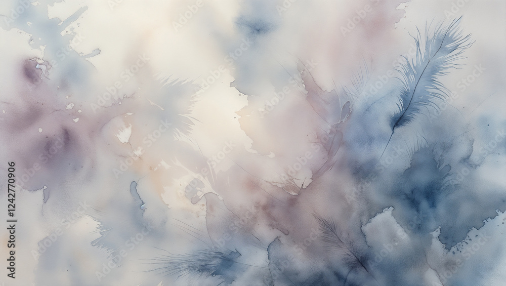 Naklejka premium blue, dark pink and cream color monochrome watercolor texture