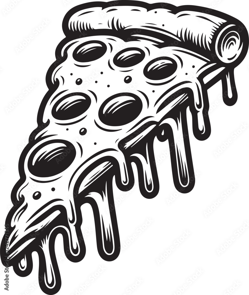 Fototapeta premium Pizza drawing style sticker vector 
