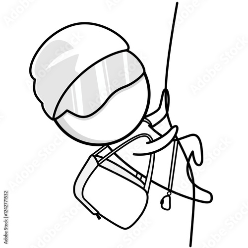 Mountaineer with equipment conquers a summit