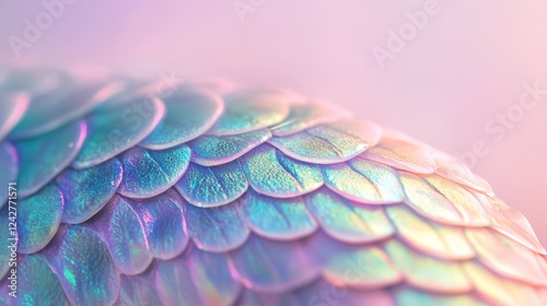 Soft pastel scales with iridescence and minimalistic boho background for decoration or wallpaper use photo