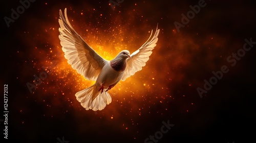 Pentecost Background: Dove and Fire in Flight