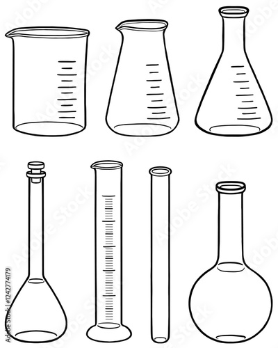 実験器具のイラスト　1色