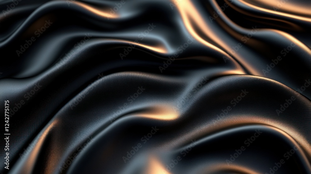 Fototapeta premium Luxurious dark fabric folds, abstract background, smooth texture, high quality, close up shot, possible use for fashion or design inspiration