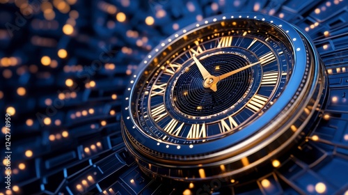 Wallpaper Mural Elegant close-up view of a vintage clock with glowing background Torontodigital.ca