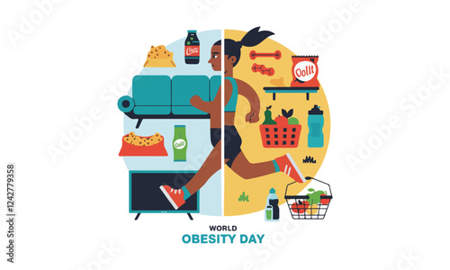 World Obesity Day Vector Illustration | Social Media, T-Shirt, Poster, Sticker, Print Card & Animated GIF Design. Print ready eps