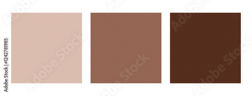 Set of seamless pattern with symmetry repetitive dots in trendy palette mocha mousse color. Vector illustration endless pattern, background. Fashionable template for design, paper, cover, fabric