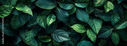 Lush green leaves, foliage texture, dark background, nature backdrop, website design