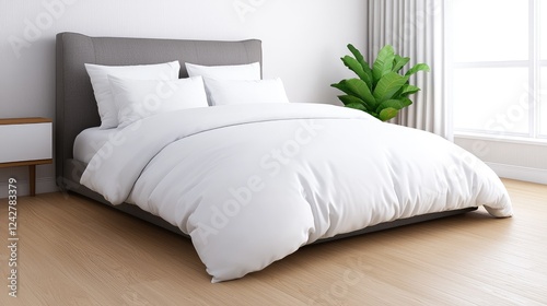 Cozy bedroom setup modern home interior design bright environment aesthetic viewpoint relaxation concept