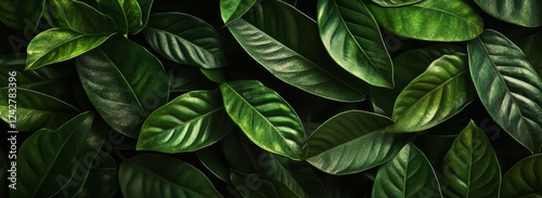 Lush green foliage backdrop, dark background, nature texture, website design