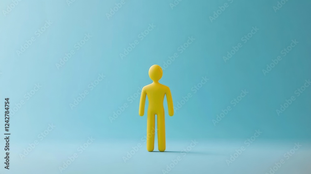 Exploring minimalism yellow figurine in studio setting digital art vibrant environment front view conceptual design Exploring minimalism yellow figurine in studio setting digital art vibrant environment front view conceptual design
