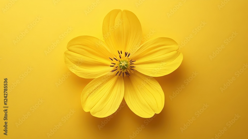 Fototapeta premium Fresh Yellow Flower on Empty Background for Creative Projects, Floral Designs, Social Media, and More with Bright Vibrancy and Simplicity