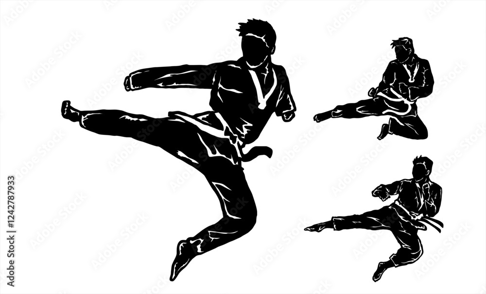 Fototapeta premium taekwondo karate martial art icon logo illustration