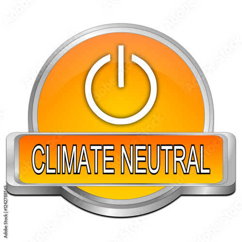 Climate neutral Button - 3D illustration