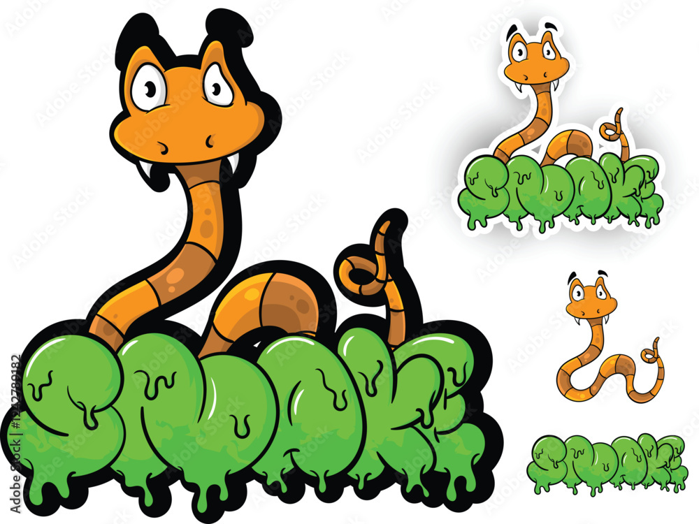 Fototapeta premium Cute cartoon snake illustration vector