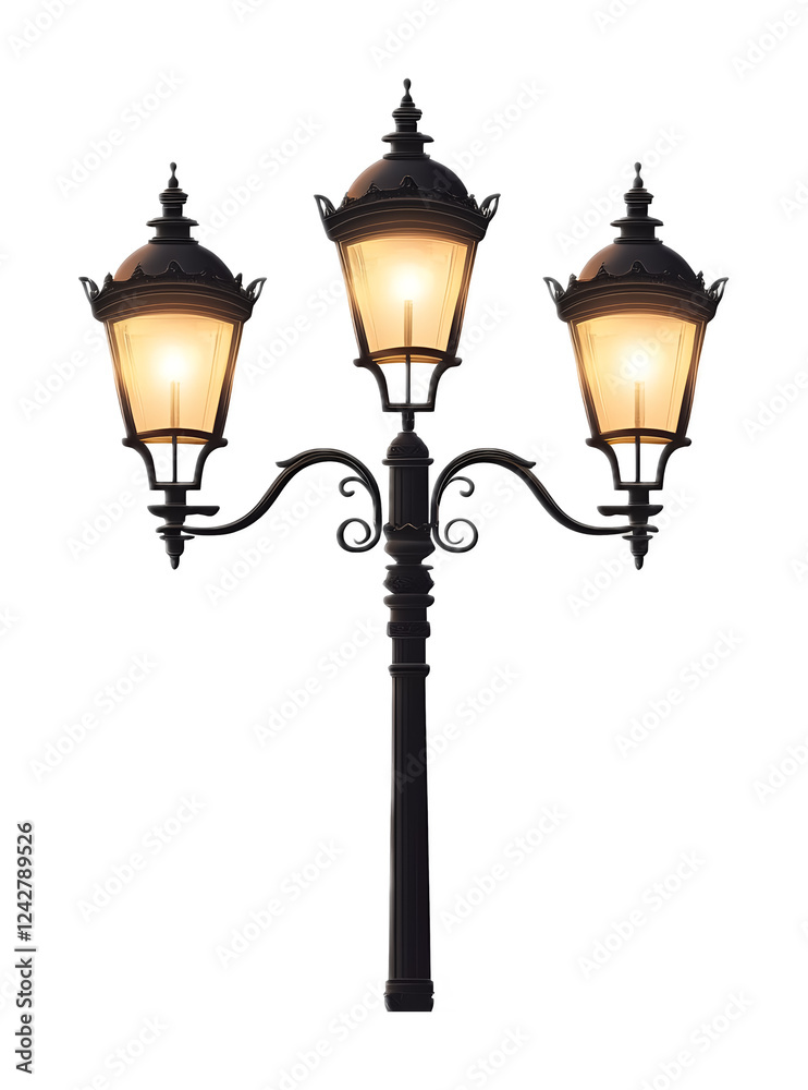 Illuminated lamp post isolated on a transparent background Illuminated lamp post isolated on a transparent background