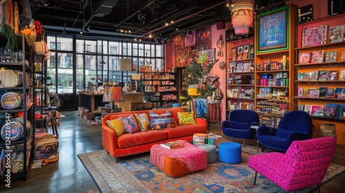 Wallpaper Mural Vibrant eclectic shop interior with colorful furniture and art Torontodigital.ca