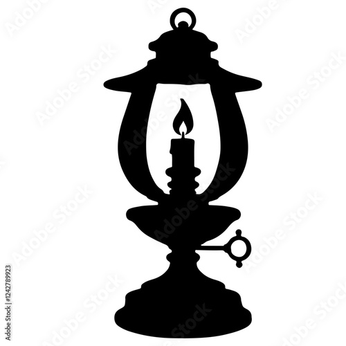 Old candle lamp silhouette vector icon sign symbol illustration design.