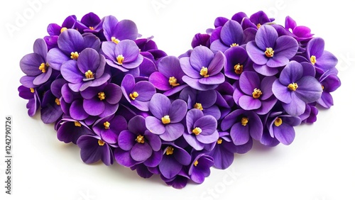 Wallpaper Mural Minimalist Heart-Shaped Double Purple African Violet Flowers on White Background Torontodigital.ca