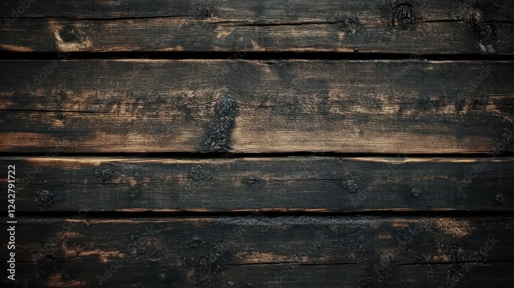 Fototapeta premium Dark Charred Wooden Planks Background Texture