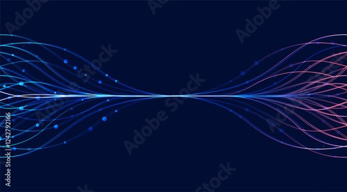 Ai technology. Concept of artificial intelligence. Blue and dots lines. Digital, communication, science, networks