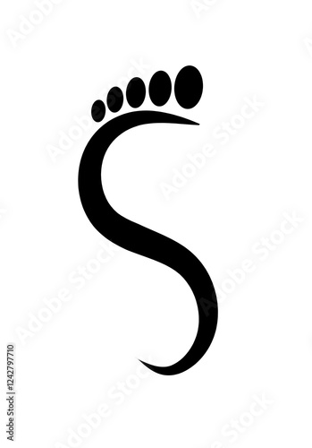 footprint S letter logo with trendy design. human footprint icon