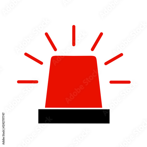 red emergency light icon vector on white background. siren icon
