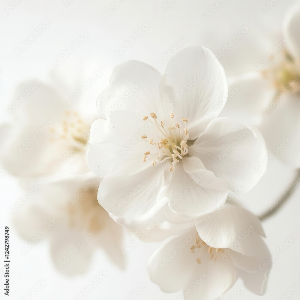 Delicate White Flowers Isolated on Pure White Background for Elegant Floral Designs Delicate White Flowers Isolated on Pure White Background for Elegant Floral Designs