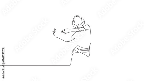 Continuous one line drawing animation of Indian dancer. Young girl or woman dancing with traditional dress. Animation video