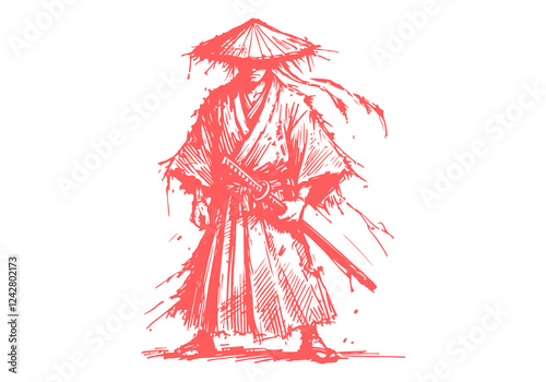 Ronin hand drawn sketch vector