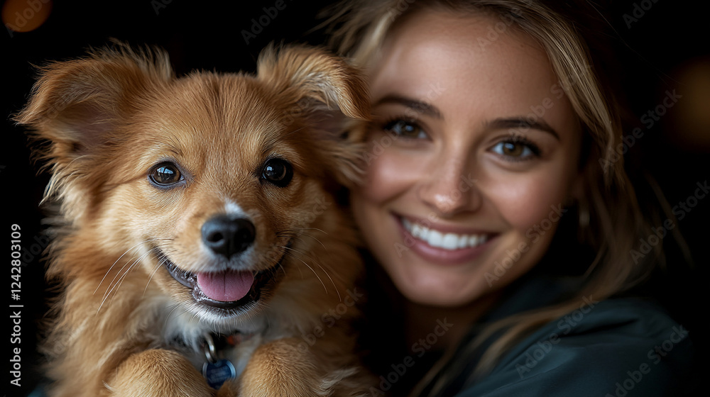 Celebrating National Puppy Day with joy and laughter in a cozy indoor setting, embracing the bond between a girl and her adorable puppy Celebrating National Puppy Day with joy and laughter in a cozy indoor setting, embracing the bond between a girl and her adorable puppy