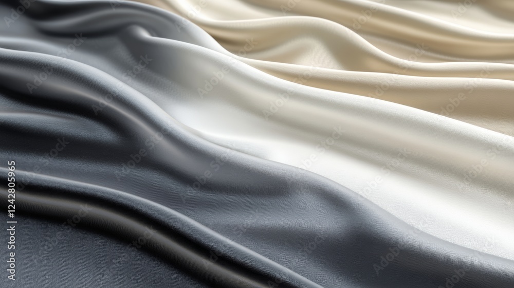 Fototapeta premium 3D rendering of fabric background with intricate textures and dynamic patterns. The soft, flowing fabric showcases depth and elegance, perfect for textile, design, and creative themes.