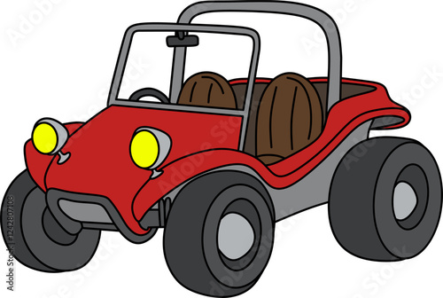 Dune buggy cartoon coloring book page