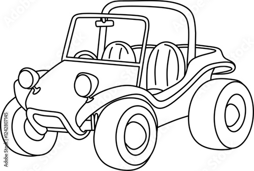 Dune buggy cartoon coloring book page