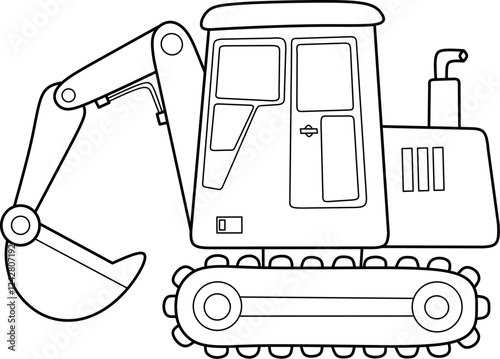 Excavator cartoon coloring book page