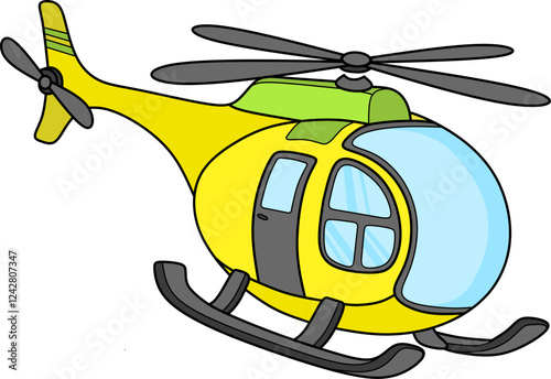 Helicopter cartoon coloring book page