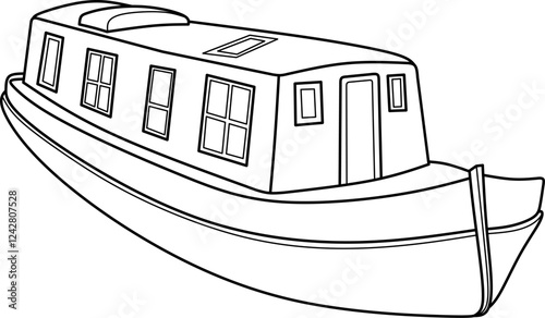 Narrow boat cartoon coloring book page