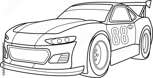 Nascar cartoon coloring book page