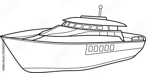 Yacht cartoon coloring book page