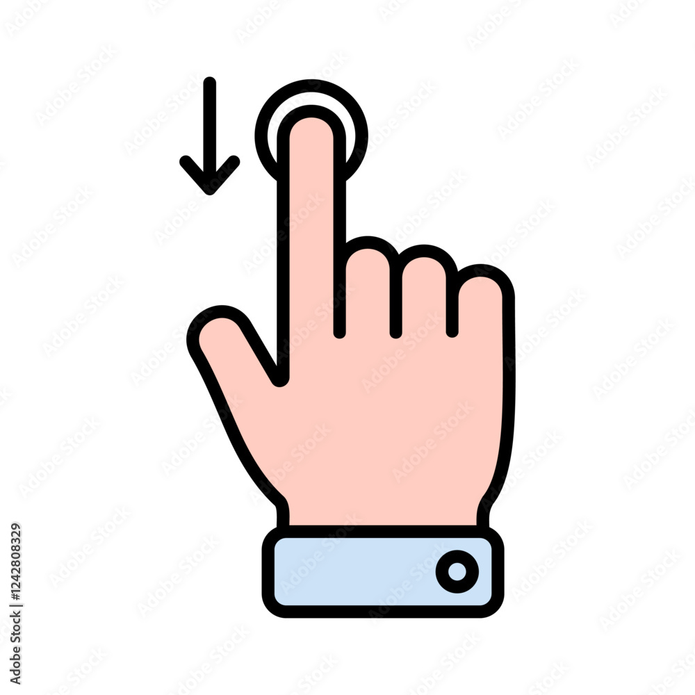 Hand Gesture Swipe Down Icon Hand Gesture Swipe Down Icon