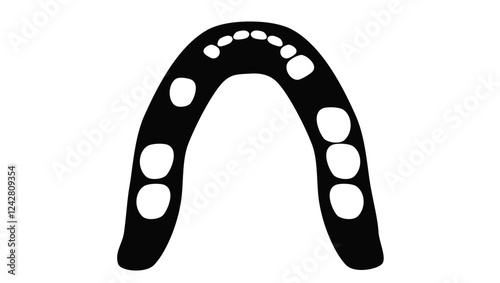 jaw with removed teeth, black isolated silhouette