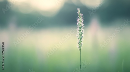 Single grass stalk sunset field bokeh background nature