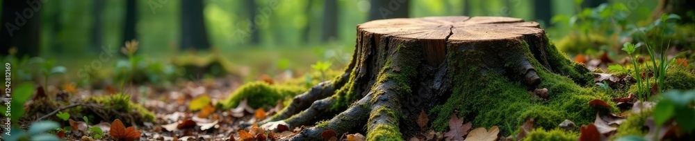 Murchie stump rotting slowly in the German forest, forest floor, organic matter Murchie stump rotting slowly in the German forest, forest floor, organic matter